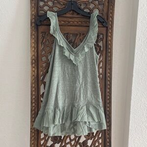 American Eagle Outfitters Ruffled Sage Blouse